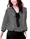 Allegra K Women Tie-Bow Neck All Over Dots 3/4 Sleeve NEW Leisure Blouse Medium (US 10)