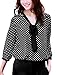 Allegra K Women Tie-Bow Neck All Over Dots 3/4 Sleeve NEW Leisure Blouse Medium (US 10)