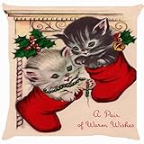 HLPPC Retro Vintage Cat Kitten Pair Christmas Sock Stocking Cute Kitty Pet Warm Wishes 18 x 18 Inches