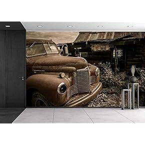Jerome Arizona Ghost Town Mine and Old Cars 2013 - Removable Wall Mural | Self-Adhesive Large Wallpaper - 66x96 inches