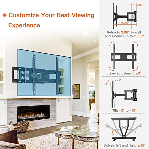 Perlegear TV Wall Mount Bracket Full Motion for 2665 Inch LED, LCD