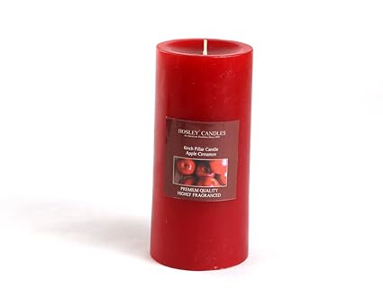 Hosley Apple Cinnamon Highly Fragranced 6inch Pillar Candle