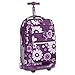J World New York Sundance Rolling Backpack Girl Boy Roller Bookbag, Purple Flower, 20 X 13 X 9 (H X W X D)