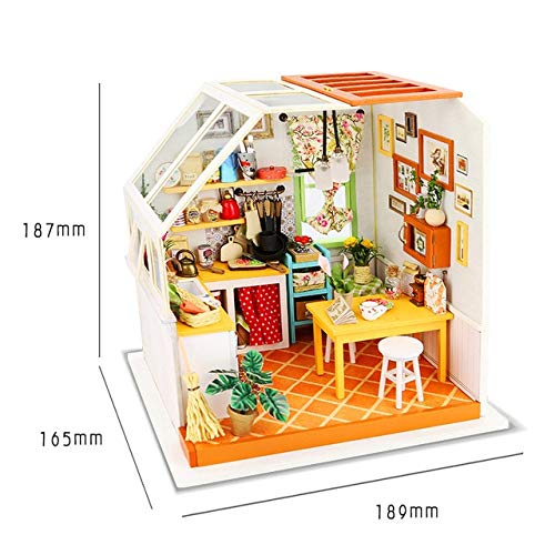 DishyKooker DIY Doll House Miniature Dollhouse with Furnitures Wooden House Toys Manual Assembly Model for Children Jason's Kitchen DG105#E Show - Thumbnail 6