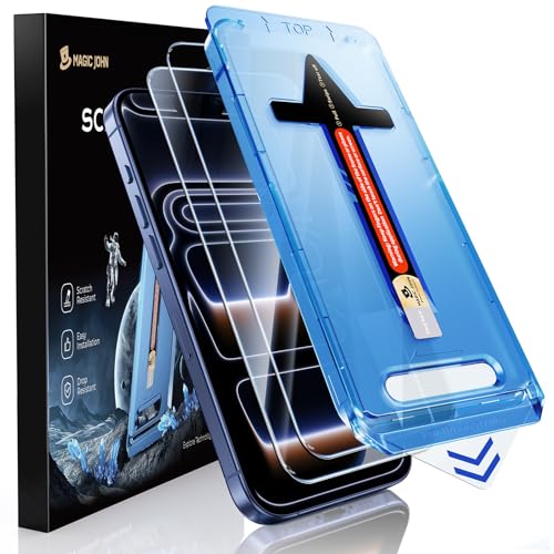 MAGIC JOHN Pack of 2 for iPhone 17 Pro Protective Glass (6.3 Inch), Auto Dust Elimination, 9H Hardness Film, Ultra Clear Screen Protector, Bubble-Free, Easy Installation