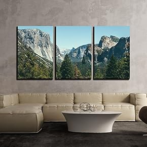 3 Piece Canvas Wall Art - Nature Landscape with Cliffs - Modern Home Art Stretched and Framed Ready to Hang - 16"x24"x3 Panels