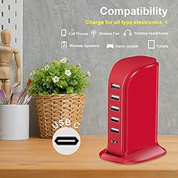 USB Phone Charger 6 Ports 40W Upoy, Type C Wall