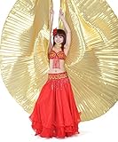 BellyLady Belly Dance Costume Isis Wings With Sticks, Egyptian 360 Degrees Wing GOLD