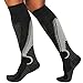 Pure Athlete High Performance Wool Ski Socks - Thermal Warm Merino Wool OTC Sock, Men Women (1 Pair - Black/Grey/Silver, Medium)