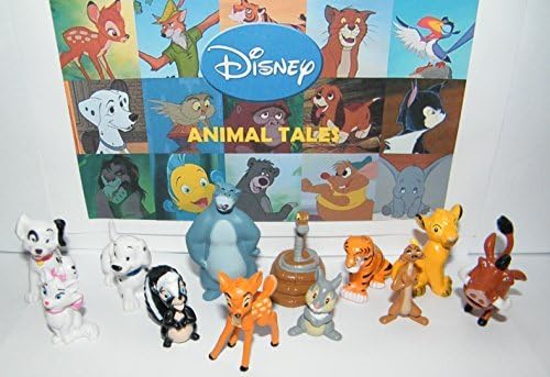 Disney Animal Deluxe Figure Set of 12 with Lion King Simba, Jungle Book Baloo, Shere Khan, Bambi, 101 Dalmatians Puppies, Aristocats Kitten Marie and Many More! by Classic Animal