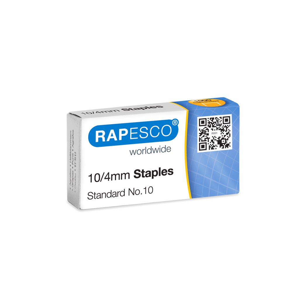 Rapesco AP510VZ3 Type 10/4 mm Galvanised Staples, Pack of 1000
