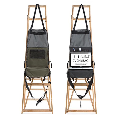 EVENaBAG Sitztasche, ausklappbarer Liegematte und aufhängebarem Kulturbeutel in Olivgrün | Echtleder Schultertasche für Herren & Damen – Bild 8