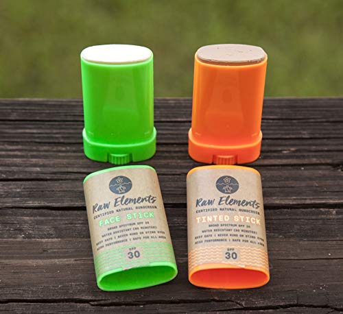 Raw Elements Tinted Face Stick Certified Natural Sunscreen | Non-Nano Zinc Oxide, 95% Organic, Very Water Resistant, Reef Safe, Non-GMO, Cruelty Free, SPF 30+, All Ages Safe, Moisturizing, 0.6oz