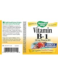 Nature's Way Vitamin B-1 100 Mg Thiamin Hci, 100 cápsulas, 100 unidades