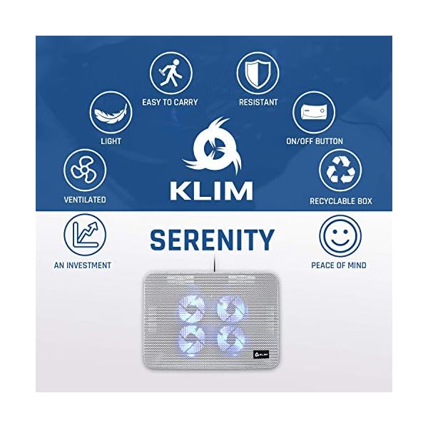 KLIM-Serenity-Laptop-Cooling-Stand-for-Laptop-11-to-156-inches-Perfect-for-Small-and-Medium-Laptops-Stable-And-Sturdy-Metal-Grid-Silent-Laptop-Cooling-Pad-NEW-2021-White KLIM Serenity + Laptop Cooling Stand for Laptop + 11 to 15.6 inches + Perfect for Small and Medium Laptops + Stable And…