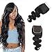 Brazilian Body Wave Bundles with Closure Human Hair (14 Inch, Closure)