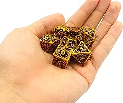 Polyhedral Dice Set Hollow Metal DND Dice Dragon