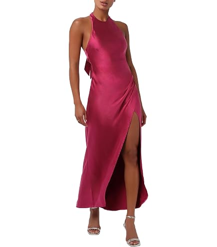 Lulus Legacy Halter Women's Formal Maxi Dress, Fuschia, Extra Small