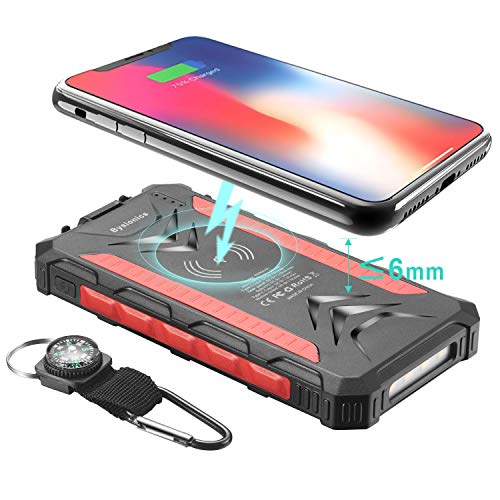 image for Bysionics Solar Charger, 10000mAh Qi Wireless Charger Portable Chargin