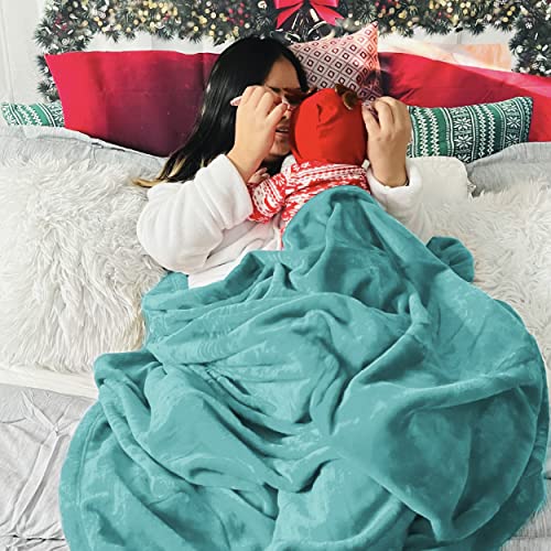 Bedsure Fleece Blanket Throw Blanket Teal 300GSM Throw Blankets