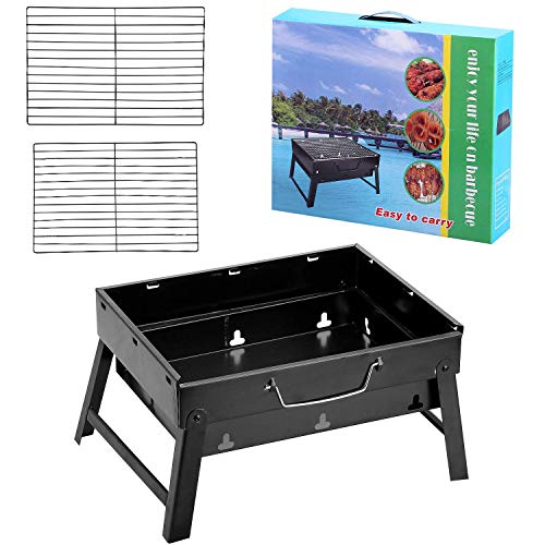 EVOLAND BBQ Charcoal Grill, Folding Portable Lightweight Small Barbecue Grill Tools for Outdoor Grilling Cooking Camping Hiking Picnics Tailgating Backpacking Party - Thumbnail 6