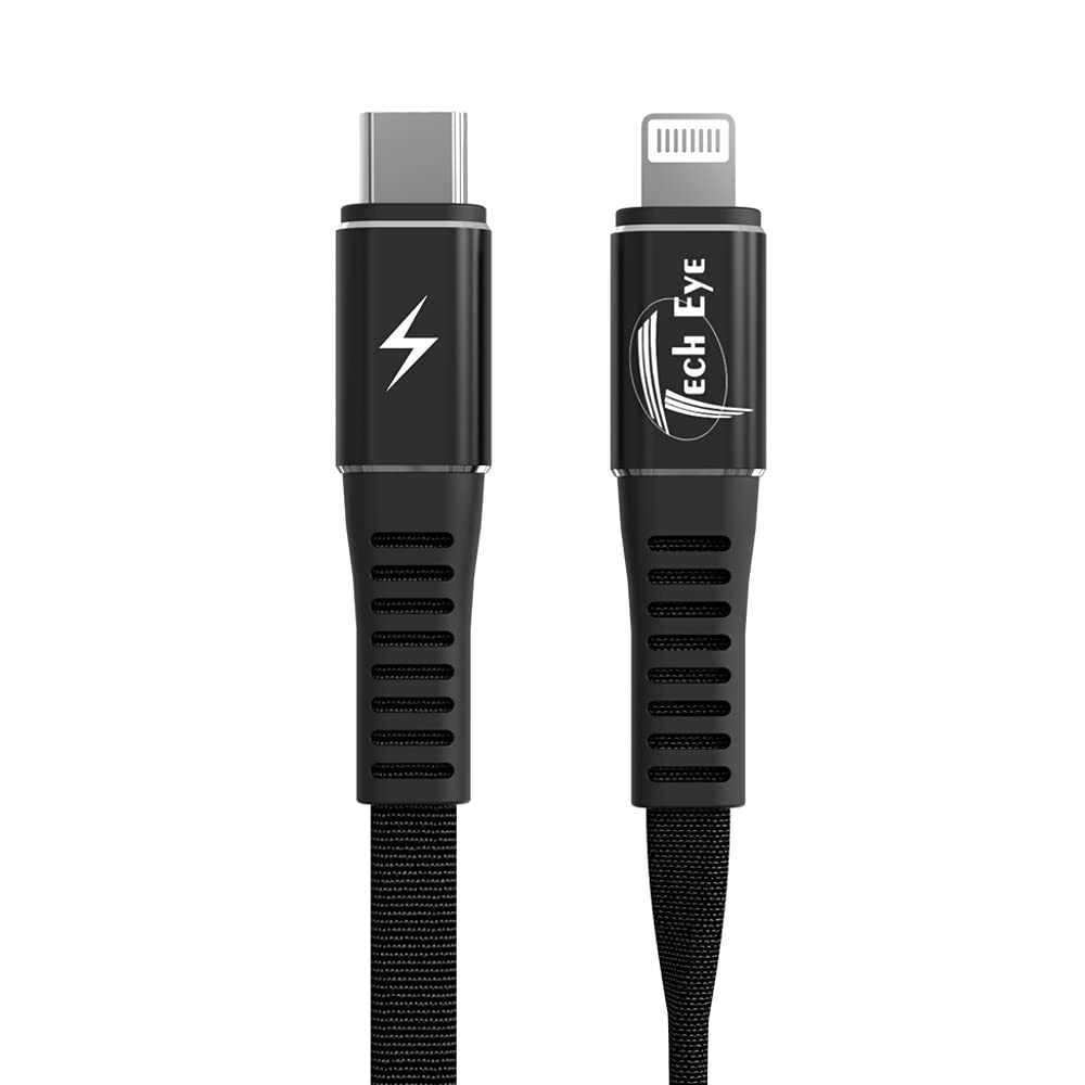 Tech Eye Black USB C to Lightning Cable, Apple MFi Certified [1.2M], Braided Durable PD Fast Charging & Sync, Compatible with iPhone 14/13/12/11, iPad, MacBook Pro/Air