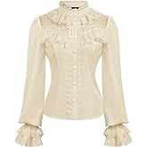 CURLBIUTY Women Victorian Blouse Vintage Long Sleeve Renaissance Shirt Gothic Button Down Tops