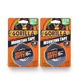 Gorilla Heavy Duty Double Sided Mounting Tape, 1" x 60", Black, (Pack of 2)