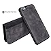 Majesticase iPhone 6 Plus, iPhone 6s Plus Premium PU Leather Wallet Case + Detachable Removable Magnetic TPU Shell Cover & Elastic Band [Book Style] Protective Card Holder [v2] - Charcoal Black