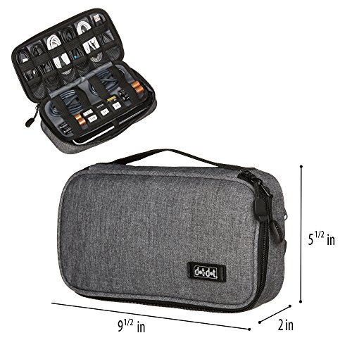Electronics Organizer Travel Tech Case - Charge Cord, Slim Gadget, Charger Organizer Pouch Bag - Portable Cable Management Case