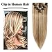 Human Hair Toppers for Women 100% Remy Human Hair Clip In Hair Extensions 16inch Highlighted Brown Mixed Bleach Blonde