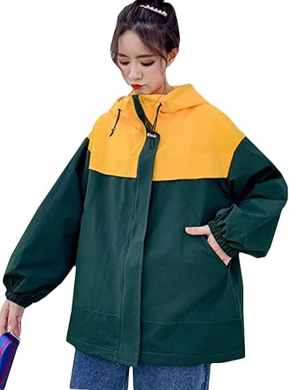 Amazon Mlboss ウインドブレーカー レディース フード付き ブルゾン 切り替え ゆったり ジャケット 韓国 スポーツ ジップアップ カジュアル オシャレ ジャンパー ファッション アウター コート ジャケット 通販