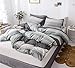 COTEXTURE Quality Bohemian Duvet Cover Set Microfiber 3 Piece Striped Bedding Set Grey Queen Size