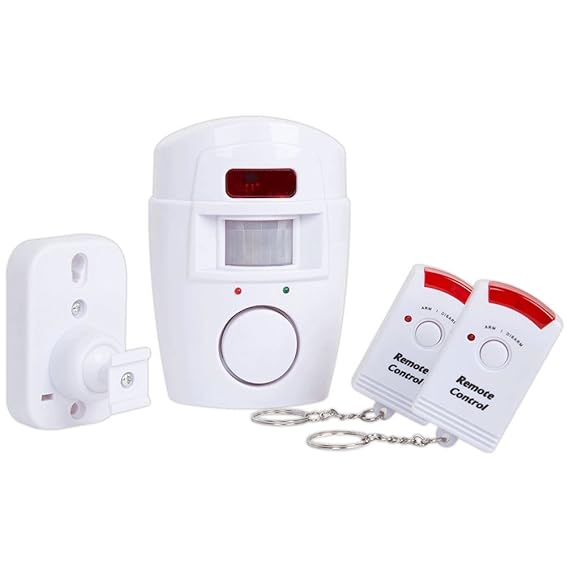 4vwin Bewegungsmelder / Alarmanlage, kabellos, mit 2 Fernbedienungen, für Vorder-/Hintertür, Garage, Nebengebäude, Schuppen, 