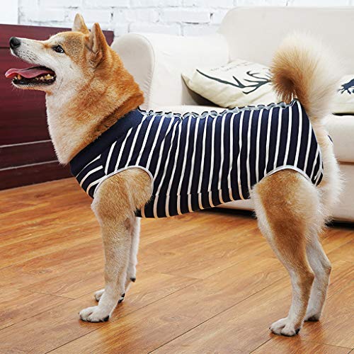 Smdoxi New Soft Dog Surgical Gown Recovery Injured pet Striped Simple Jacket Suit Dog Shirt Vest