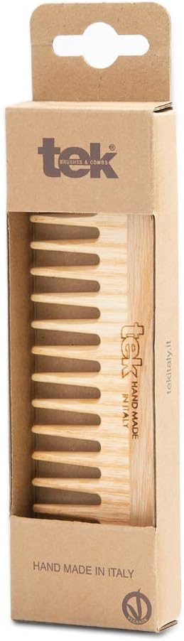 TEK - Small Comb with Sparse Teeth in Ash Wood Handmade in Italy, for Wavy or Curly Hair - 14 x 4.5 cm, natural - Image 3