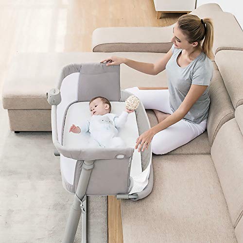 Baby Bassinet,RONBEI Bedside Sleeper Baby Bed Cribs,Baby Bed to Bed, Newborn Baby Crib,Adjustable Portable Bed for Infant/Baby Boy/Baby Girl (Bassinet)