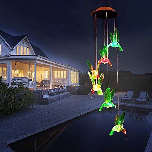 image for FC-Fancier Solar Wind Chimes, Color-Changing Solar LED, Mobile Wind Ch