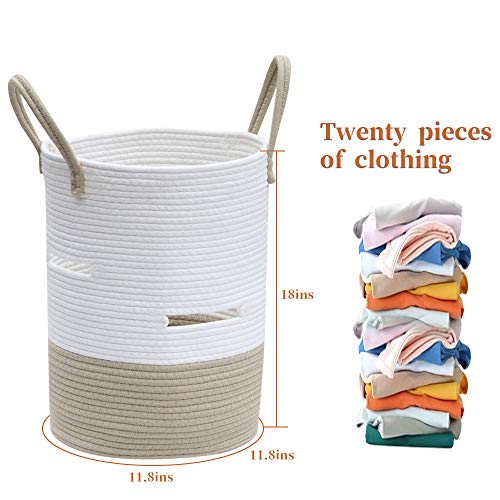 Co Storage Functional Basket Tall Storage Basket Cotton Rope Basket for Laundry and Toys 18X12 inches