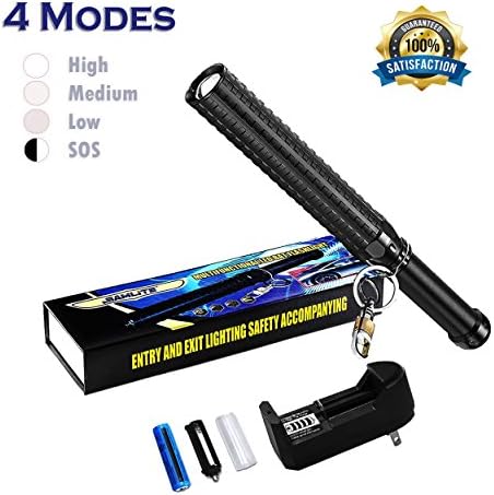 LED Flashlight High Powered, Bright Handheld Rechargeable Flashlight, Water Resistant Torch with Adjustable Zoom, 18650 Battery and Charger Included for Camping, Hiking Indoor and Outdoor by SAMLITE