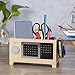 Artinova Wooden Pencil Holder Desk Supplies Organizer Pen Cup, Stationery Storage Box with Calendar for Desk, ARTA-0006M