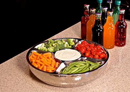 Classic Double Wall Serving Bowl - Stainless Steel 2 Piece Party Bowl and Serving Tray - Great for Salads, Fruit, Snacks, Chips and dips, Vegetables - Hot and Cold