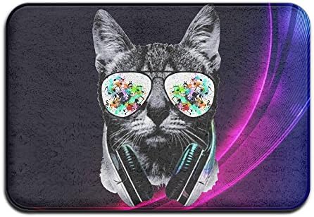 Dj Cat With Earphone Pet Animal Doormats Entrance Rug Floor Mats Doormats Floor Mat 15.7"23.6"