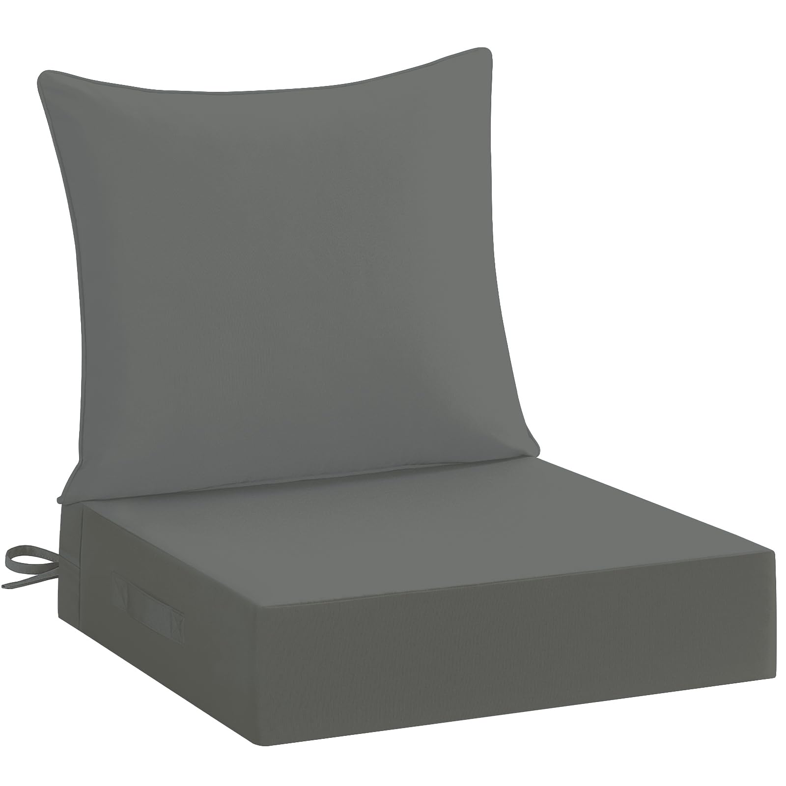 Photo 1 of downluxe 24x24 Outdoor Chair Cushions, Waterproof Fade Resistant Patio Furniture Cushions with Handle & Removable Cover, Deep Seat Outdoor Cushions for Sofa, Couch and Patio Chairs, Dark Grey