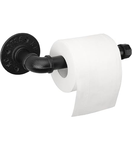 Echomerx Farmhouse Iron Pipe 2-Roll Toilet Paper & Paper Towel Dual Holder - Wall Mount