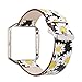 YOSWAN Replacement Band for Fitbit Blaze, Watchband Floral Soft Leather Strap Replacement Watch Band Wristband Bracelet Strap and Frame for Fitbit Blaze (Chrysanthemum Black)