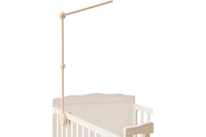 Wooden Teether Baby Crib Mobile Arm, 30 Inch Mobile Holder for Crib, 100% Natural Beech Wood, Strong Anti Slip Attachment, Ea
