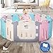 POTBY Foldable Baby Playpen 14 Panel Activity Center Safety Playard with Lock Door,Kid's Fence Indoor Outdoor,Free Installation,Double Layer Clasp and Anti-Slip Base for Children 10 months~6 Years Old