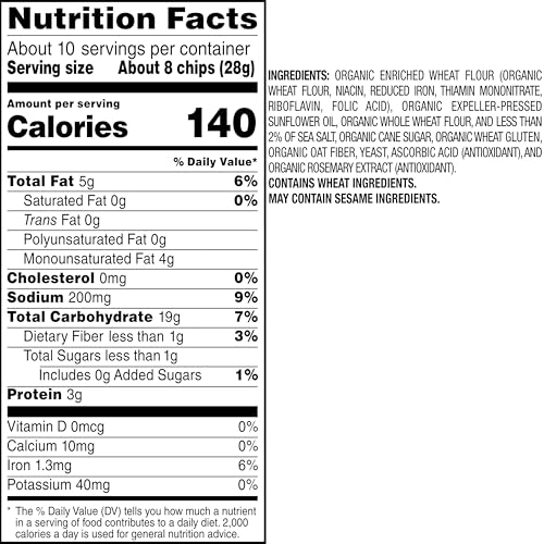 STACY’S PITA CHIPS, ORGANIC SIMPLY NAKED BAKED CHIPS, 10.25 OZ SNACK BAG