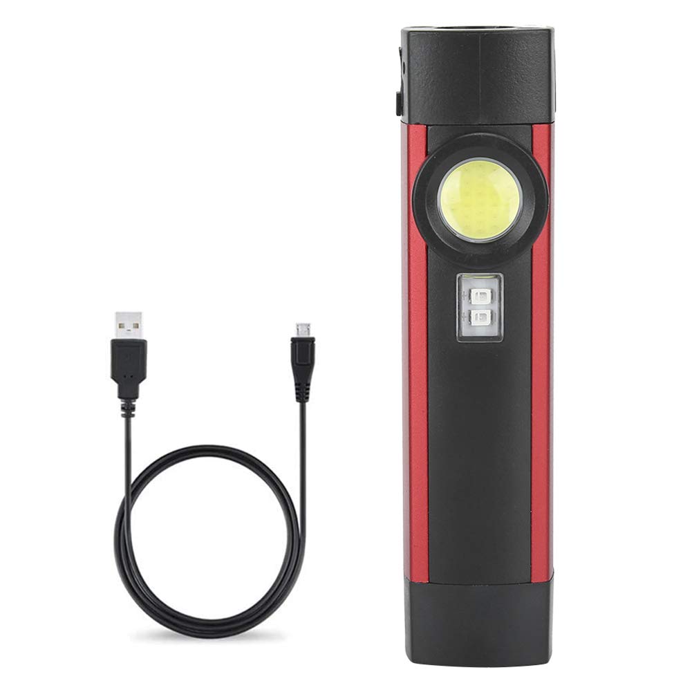 USB Rechargeable LED Flashlight, Portable COB Purple Work Light, Mini Flashlight with 4 Lighting Modes, Magnet and Pen Clip, for Outdoor Camping, Maintenance, Mountain Climbing, Night Running(Purple)